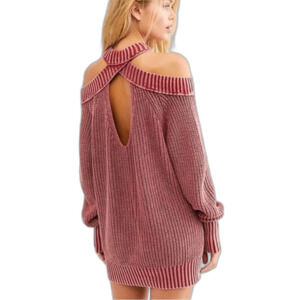 Free People Half Moon Bay Sweater in Wine M NWOT